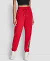 Dkny Women's Mixed Metal Stacked Glitter Logo Jogger In Red