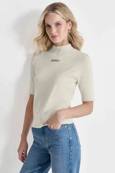 Dkny Women's Mock Neck Logo Sweater In Neutral
