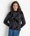 Dkny Womens Fur Knit Mock Turtleneck Sweater In Dk Charcl