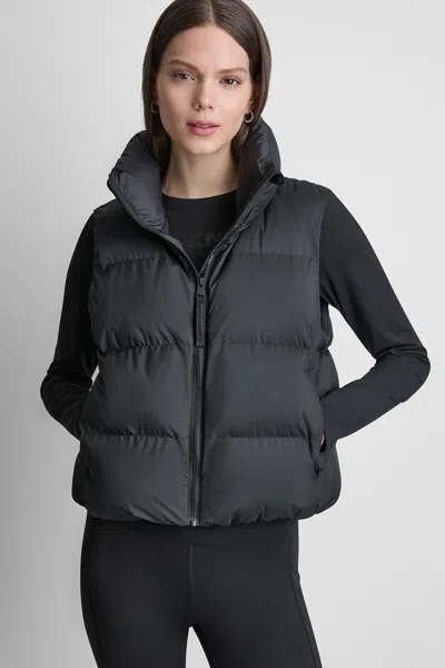 Dkny Women's Mock Neck Puffer Jacket Vest In Black