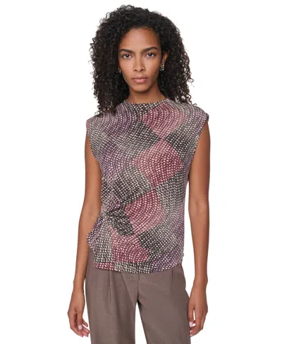 Dkny Women's Mock-neck Sleeveless Knot-front Blouse In Multi