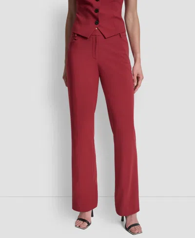 Dkny Women's Modern Fit Mid-rise Trousers In Red