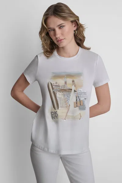 Dkny Montauk Conversational Graphic T-shirt In White
