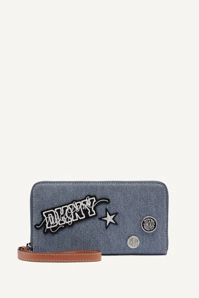 Dkny Women's Nessa Large Zip Around Wallet In Blue