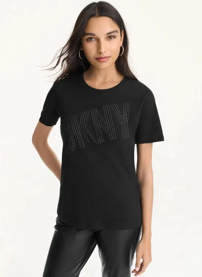 Dkny Women's New Rhinestone T-shirt In Black