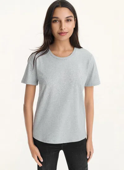 Dkny Women's Rhinestone T-shirt In Heather Grey