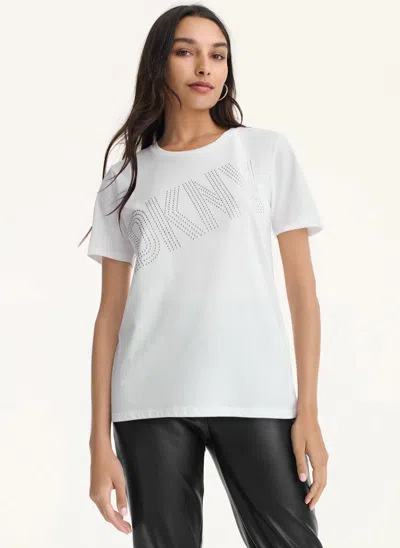 Dkny Women's New Rhinestone T-shirt In White