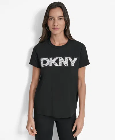 Dkny Newspaper Logo Graphic T-shirt In Black