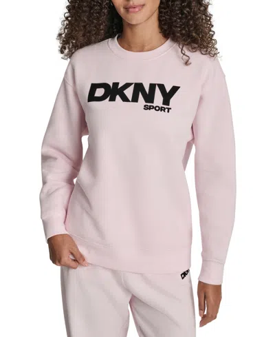 Dkny Women's Nolita Logo Detail Crew Neck Sweatshirt In Pink
