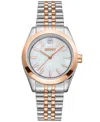 Dkny Women's Nolita Midi White Mop Dial Red Gold-two-tone Stainless Steel Bracelet Watch 32mm