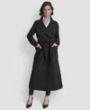 Dkny Women's Notch Collar Belted Wrap Coat In Black