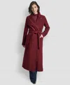 Dkny Women's Notch Collar Belted Wrap Coat In Burgundy