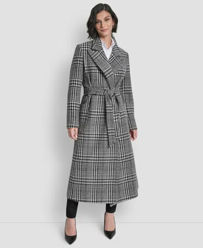 Dkny Women's Notch Collar Belted Wrap Coat In Gray
