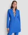 Dkny One Button Longline Blazer In Blue