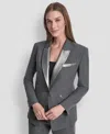 Dkny Women's Notch Collar One-button Tuxedo Jacket In Gray