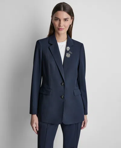 Dkny Women's Notch Lapel Collar Blazer In Blue