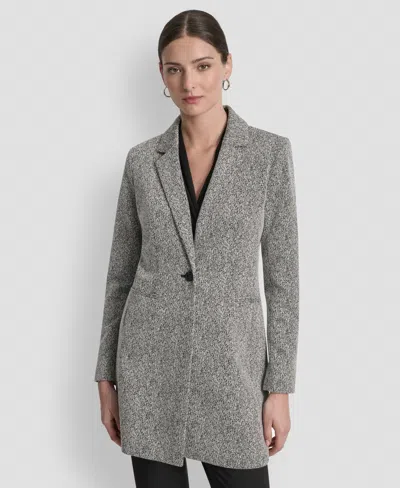 Dkny Women's Notch-lapel Single-button Long-sleeve Jacket, Regular & Petite In Gray