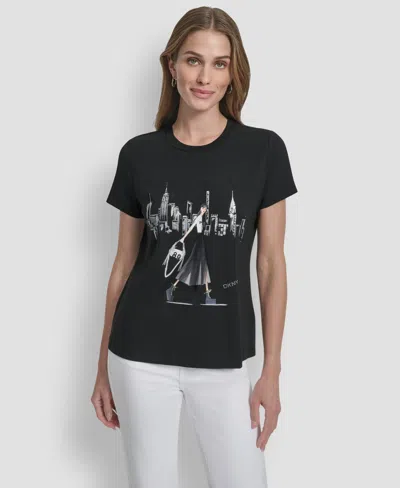 Dkny Women's Nyc Skyline Conversational T-shirt In Black