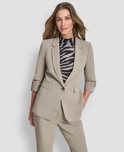 Dkny Women's One Button 3/4-sleeves Blazer In Gray