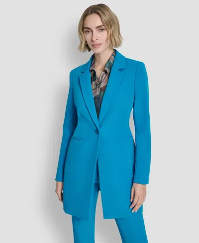 Dkny Women's One Button Topper Long Sleeves Jacket In Blue