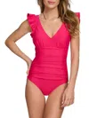 Dkny Plunge Neck Ruffle One-piece Bikini In Amalfi