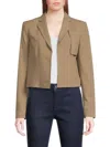 Dkny Open Front Crop Blazer Jacket In Taupe