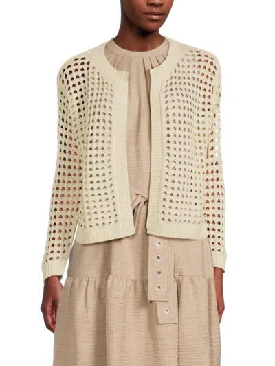 Dkny Women's Open-knit Cotton Open-front Cardigan In Neutral