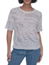 Dkny Cotton Crochet Sweater In White
