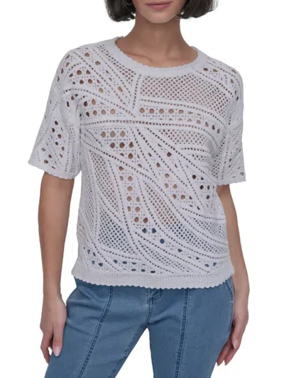 Dkny Women's Open-knit Sweater In White