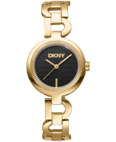 Dkny Women's Open Link Quartz Gold-tone Stainless Steel Bracelet Watch 28mm