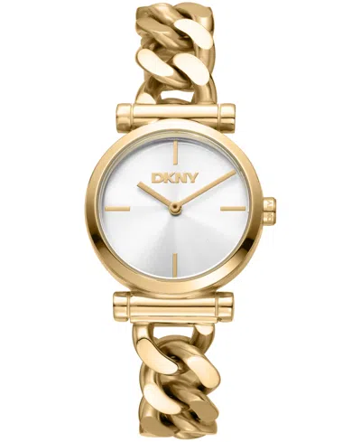 Dkny Women's Open Link Quartz Gold-tone Stainless Steel Chain Bracelet Watch 28mm