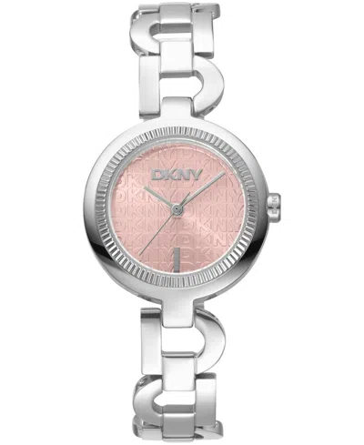 Dkny Women's Open Link Quartz Stainless Steel Bracelet Watch 28mm In Pink
