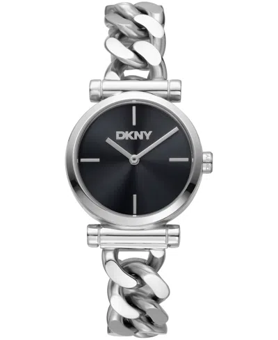 Dkny Women's Open Link Quartz Stainless Steel Chain Bracelet Watch 28mm In Metallic