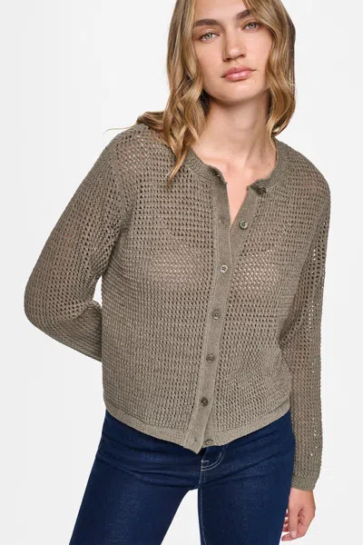 Dkny Women's Open Stitch Chenille Cardigan In Green