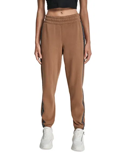 Dkny Women's Outline Logo High-rise Jogger Pants In Brown
