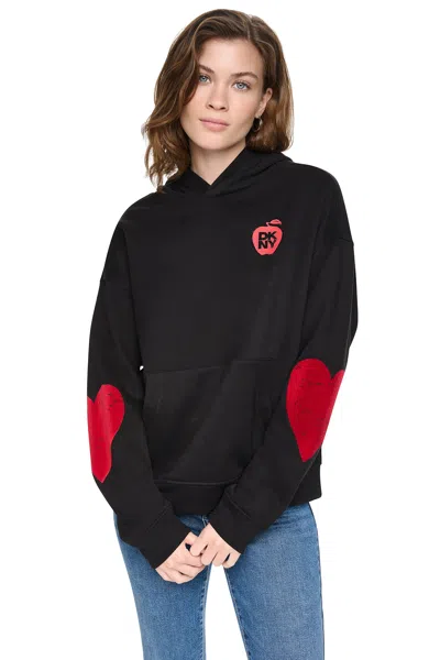 Dkny Women's Oversized Big Apple Logo Hoodie In Black