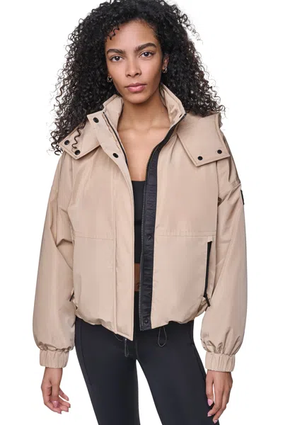 Dkny Women's Oversized Logo Hooded Jacket In Travertine/festive Pink