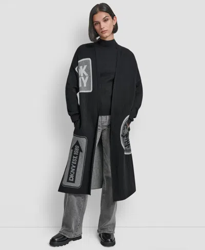 Dkny Women's Oversized Open-front Cardigan In Black