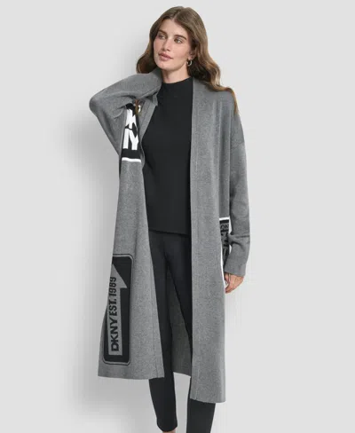 Dkny Women's Oversized Open-front Cardigan In Gray