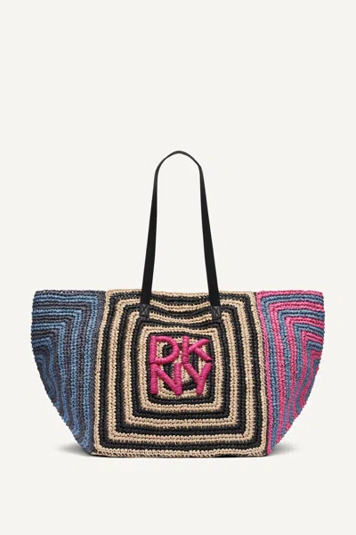 Dkny Women's Paloma Crochet Straw Logo Tote