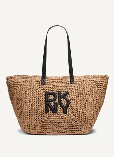 Dkny Women's Paloma Crochet Straw Logo Tote In Purple