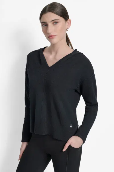 Dkny Women's Paneled Hi-low Hoodie In Black