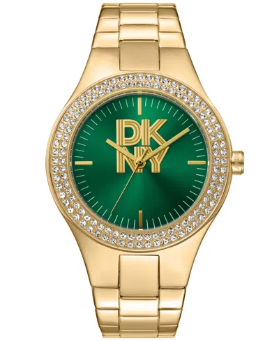 Dkny Women's Parsons Glitz Gold-tone Stainless Steel Bracelet Watch, 38mm