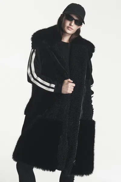 Dkny Women's Patch Faux Fur Long Vest In Black