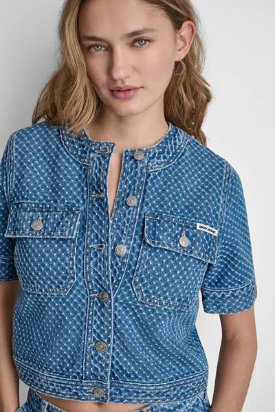 Dkny Women's Patch Pocket Denim Shirt Jacket In Blue