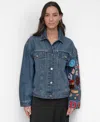 Dkny Patch Detail Denim Trucker Jacket In Ludlow Wash