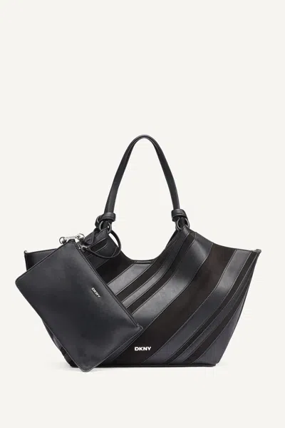 Dkny Women's Paula Medium Striped Commuter Tote In Black