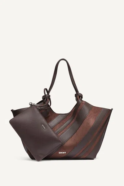Dkny Women's Paula Medium Striped Commuter Tote In Brown