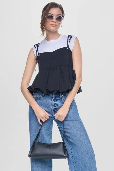 Dkny Women's Peplum Tank With Tied Straps In Black
