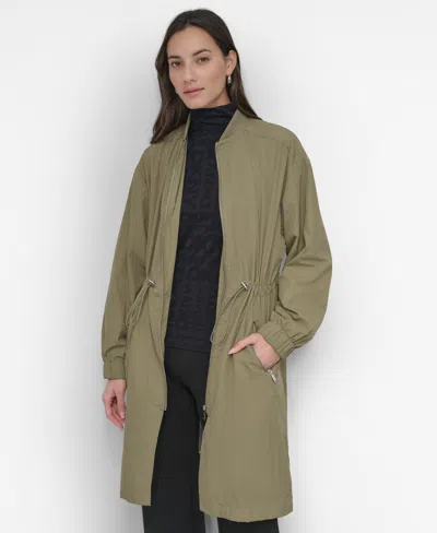 Dkny Women's Perforated Long-sleeve Anarak Jacket In Utility Green